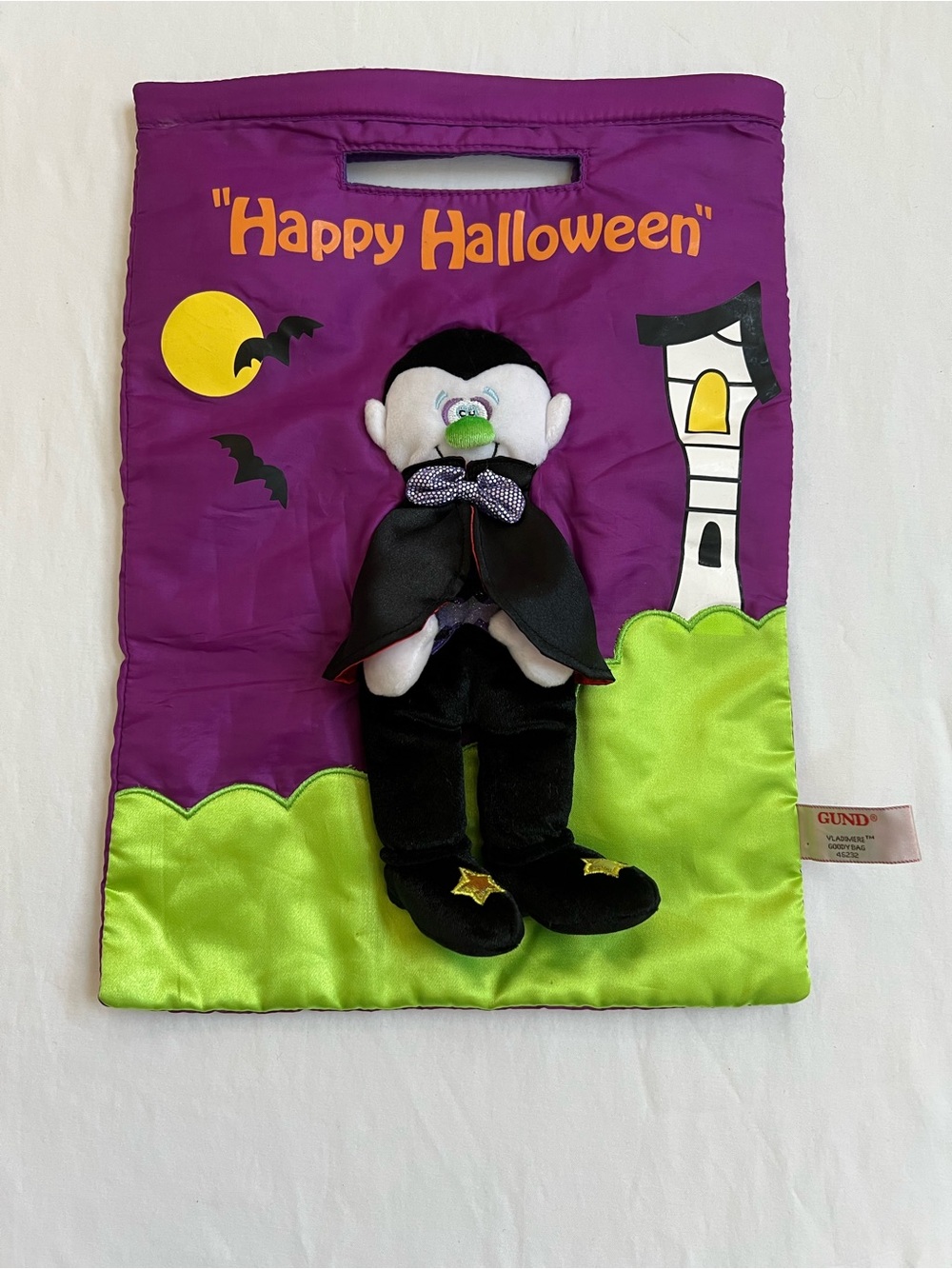GUND Halloween Vampire Trick or Treat Candy Bag Legs Cape Bats Handle Purple